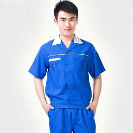 夏款新款时尚棉短袖厂服工作服薄款舒适吸汗耐磨半袖制服套装定购