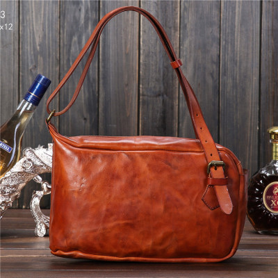 厂家批发植鞣头层牛皮2018新款真皮真皮男包手工复古单肩斜挎包包