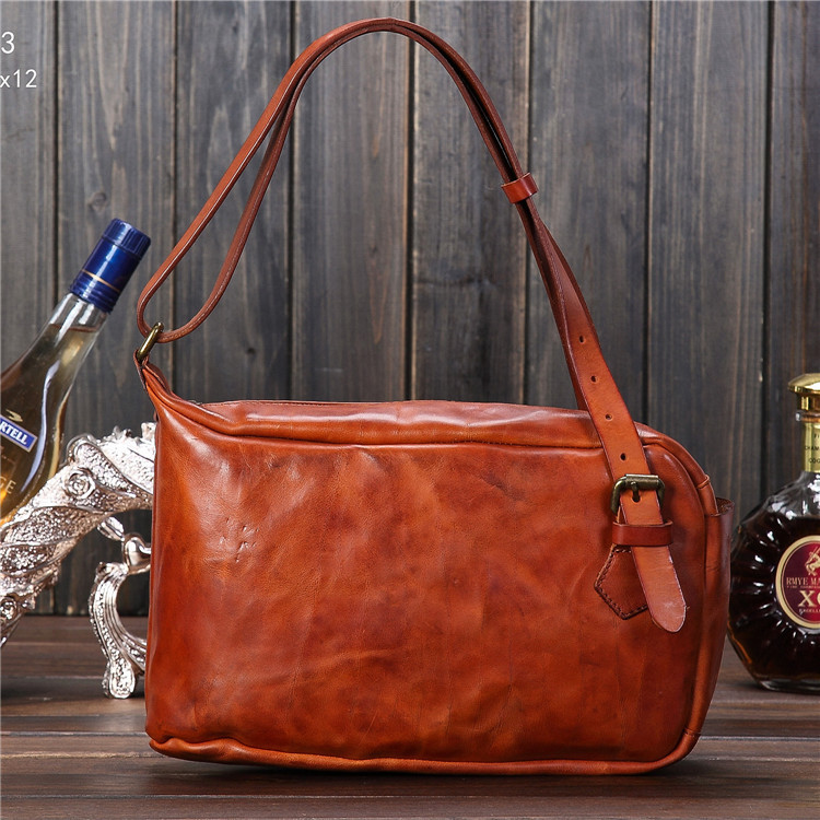 厂家批发植鞣头层牛皮2018新款真皮真皮男包手工复古单肩斜挎包包