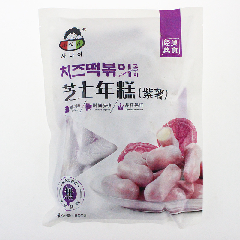 小夥子芝士年糕 紫薯夾心可拉絲韓式部隊火鍋年糕500g 辣炒年糕條