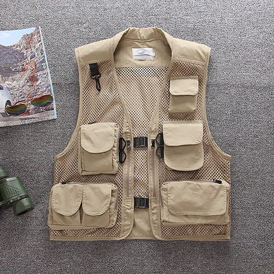 summer outdoors man camouflage Mesh Vest Photography Vest waistcoat Multiple pockets Recreational fishing Quick-drying vest