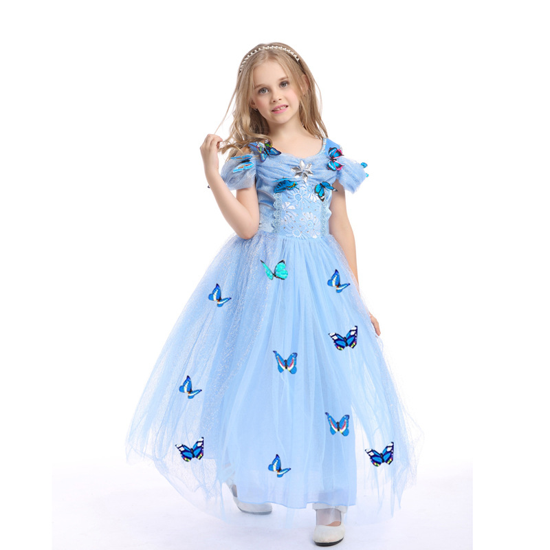 Halloween children's costumes Cinderella Princess skirt girls' fluffy skirt ice and snow adventure performance dress