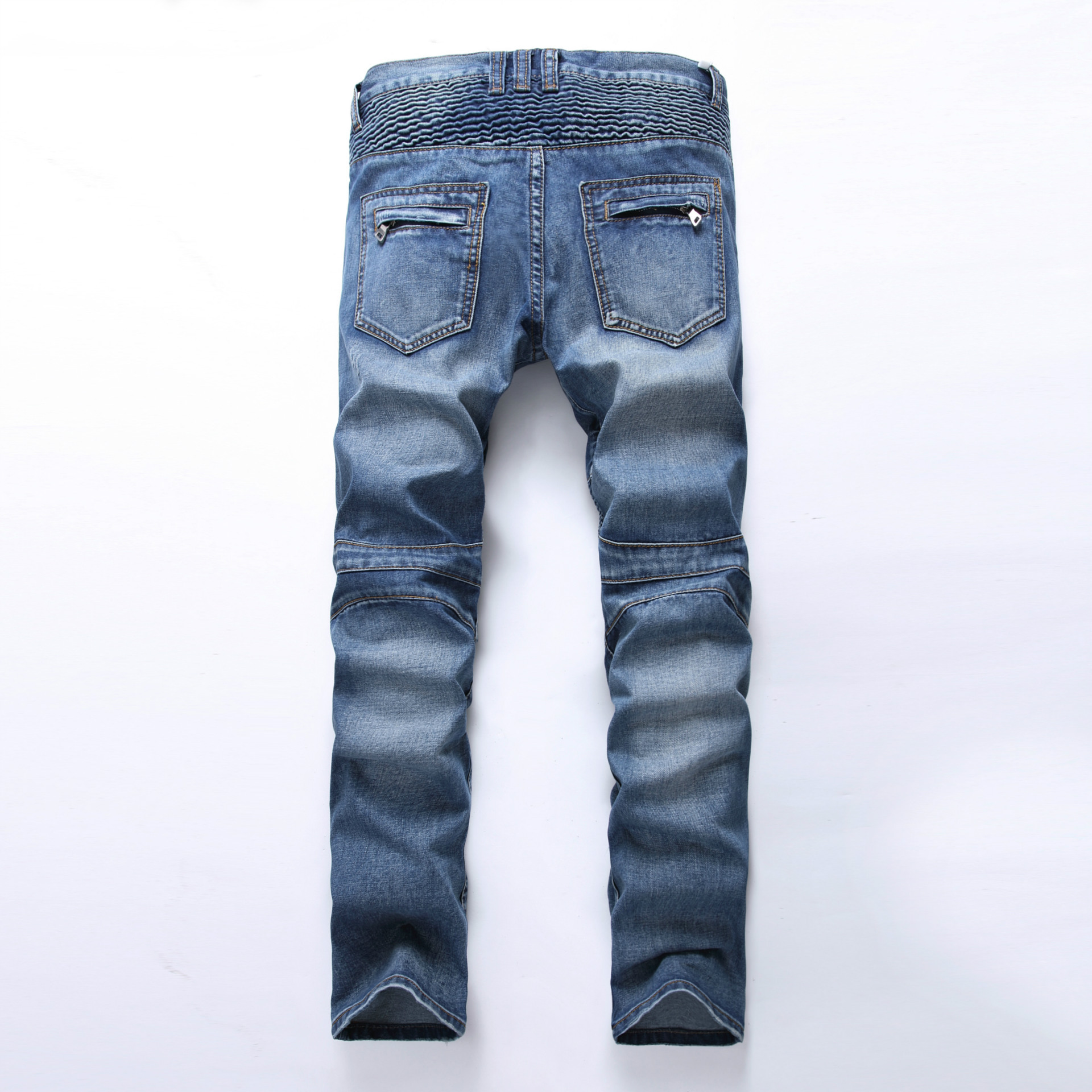Men's jeans Light blue straight leg denim pants for men_voghion.com
