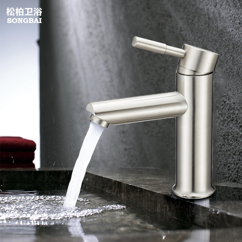 Wholesale 304 stainless steel washbasin faucet, single-hole cold and hot mixed water, bathroom hand washing basin faucet from the manufacturer undefined