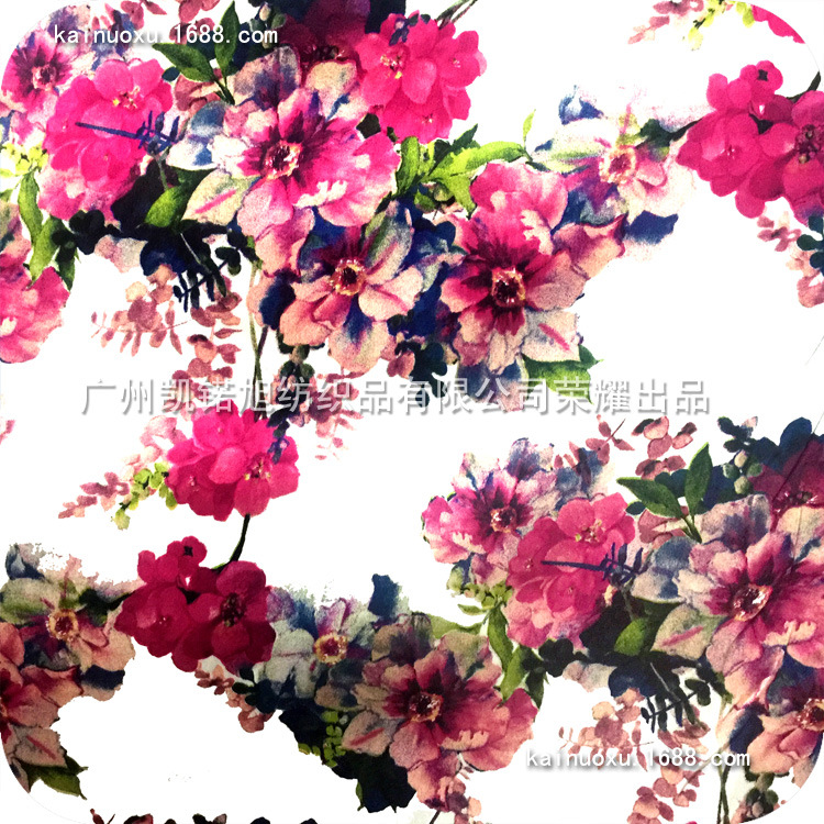 中式花图案 现代女装衬衫印花 裙子印花面料  棉布缎纹弹力印花布