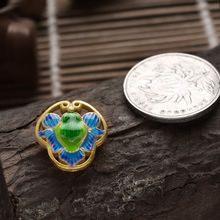 七色酷景泰蓝diy饰品配件 925银镀金 中国风莲花挂件珐琅彩工艺