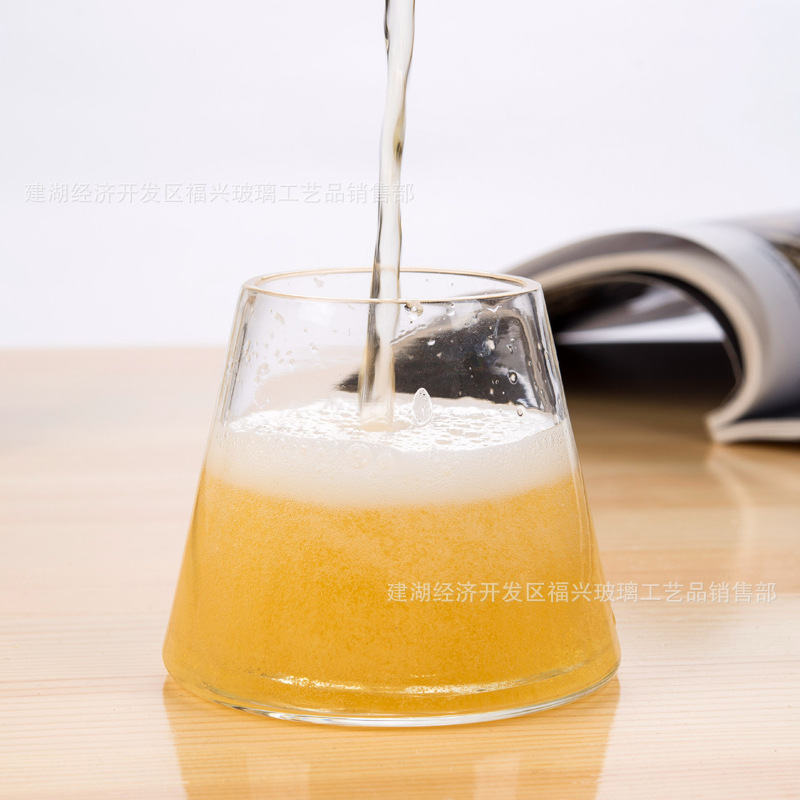 创意高硼硅玻璃富士山啤酒杯 威士忌酒杯 饮料果汁杯 KTV酒吧杯子|ms