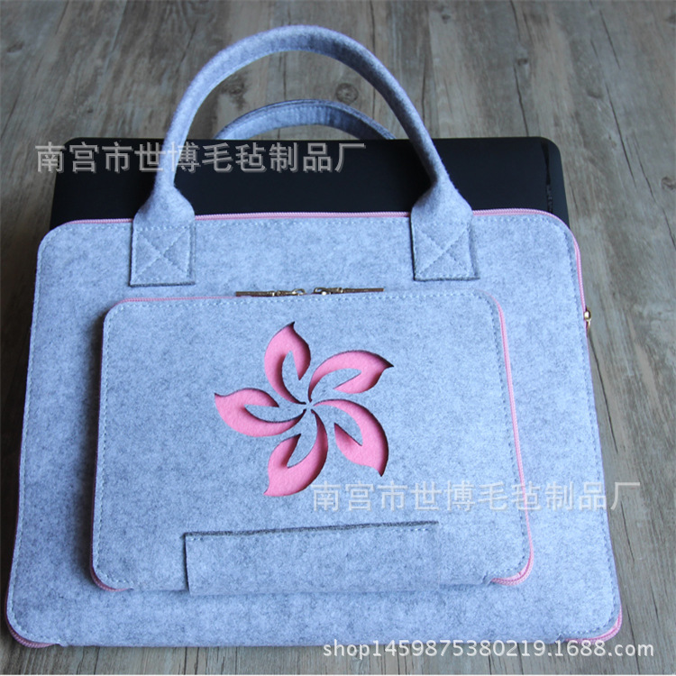 手提女士毛毡包 时尚环保羊毛毡笔记本电脑包手拎包 商务休闲包