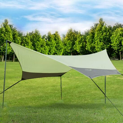 Camping Canopy Outdoor Camping Sunshade Picnic Portable Sunshade Canopy Rainproof Sunscreen Hexagonal Pergola Beach Tent (Çadırlar) - green-5-8-people