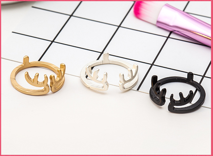 Ring Christmas Reindeer Elk Antlers Ring Opening Adjustable Deer Ring display picture 7
