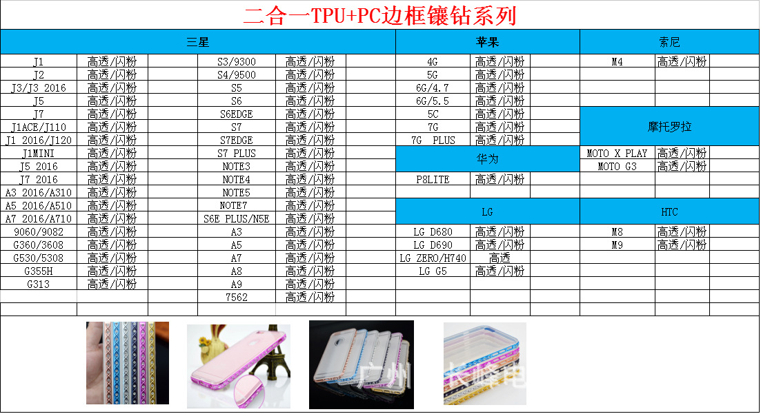 鑲鉆二合一型號表