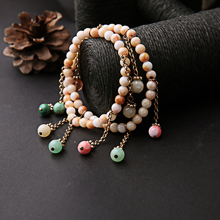 Wild Color Bead Woven Tassel Bracelet display picture 7