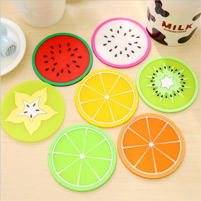 Fun Jelly color Fruit shape Coaster silica gel Cup mat originality non-slip Insulation pad Cup mat