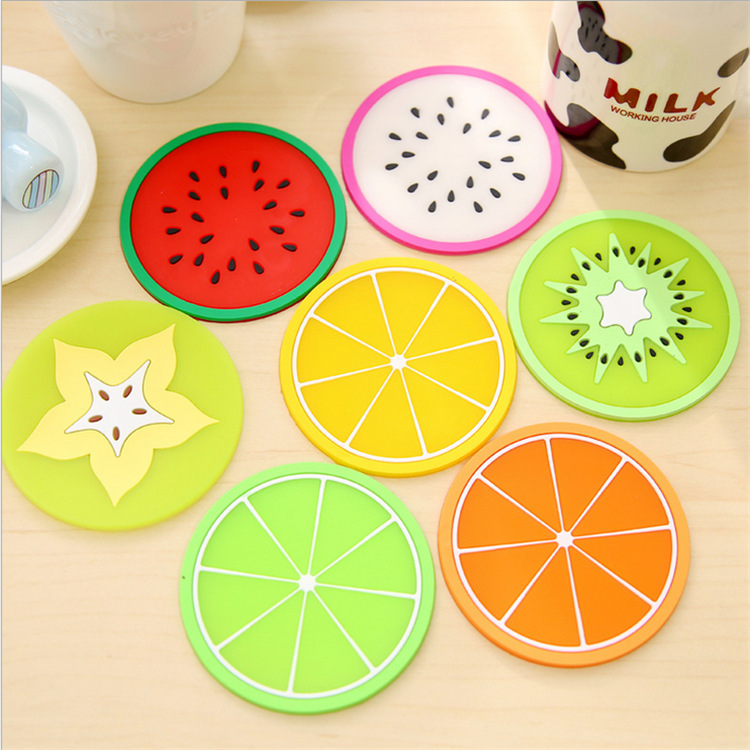 Fun Jelly color Fruit shape Coaster silica gel Cup mat originality non-slip Insulation pad Cup mat