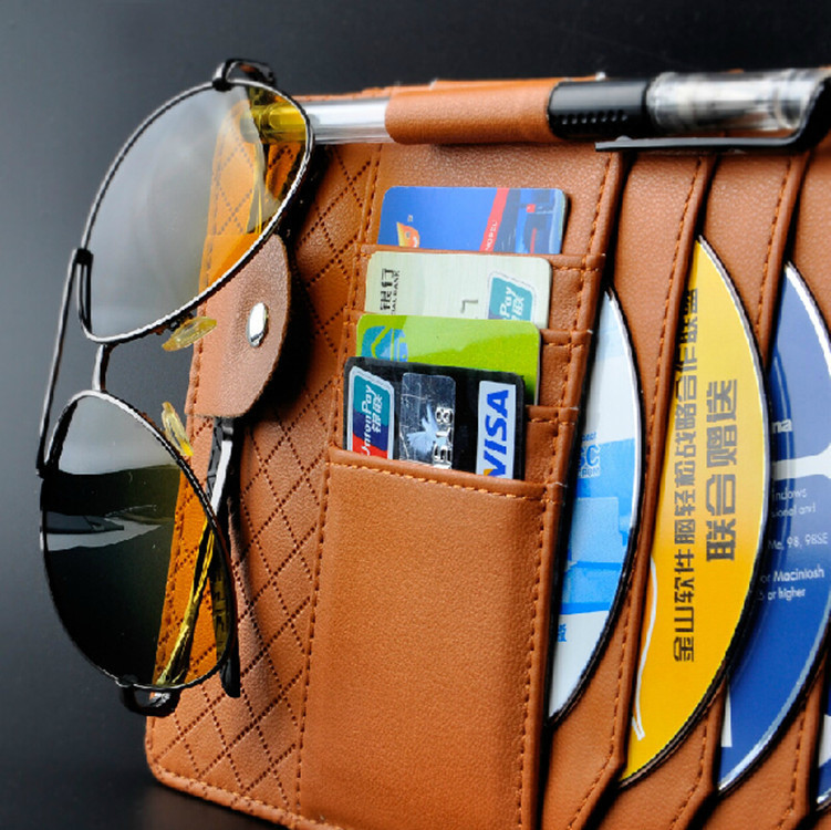 汽车卡片夹CD夹 车载遮阳板多功能收纳眼镜夹 超纤皮革面内饰用品|ms