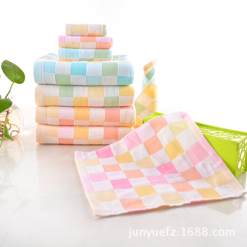 Double-layer fabric children's towel bath towel supermarket kindergarten baby saliva towel maternal and infant confinement gauze cotton towel