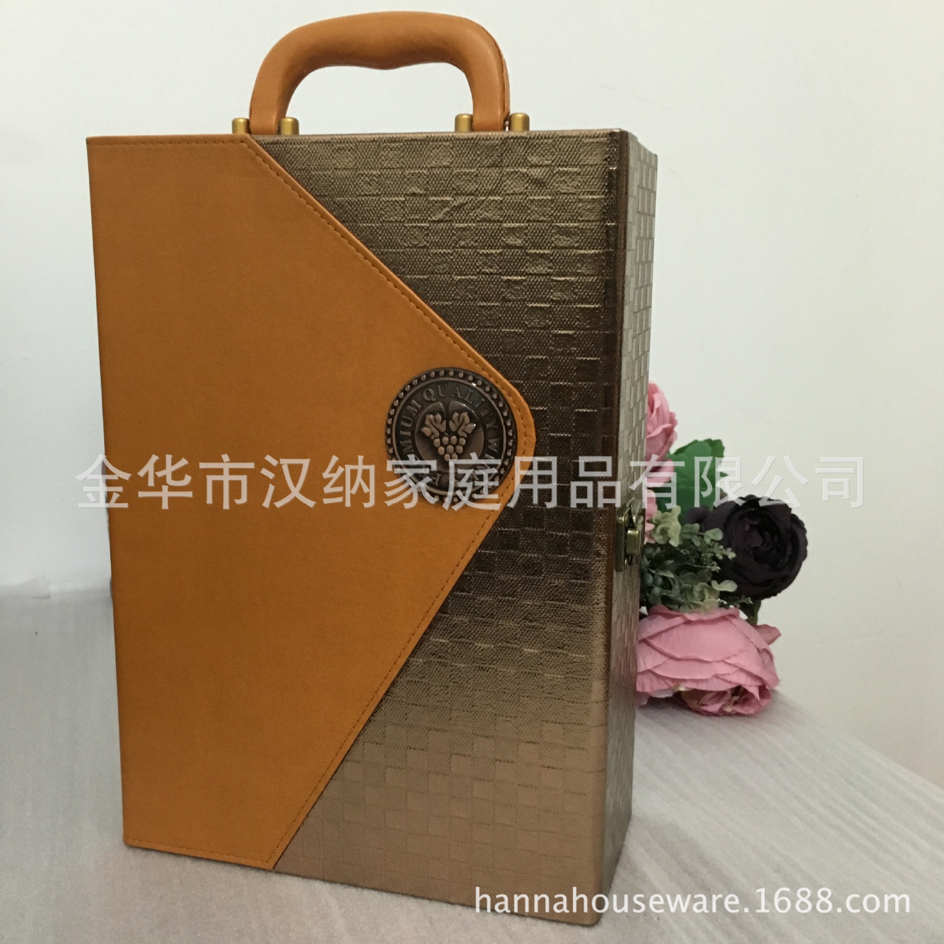 双支红酒皮盒 葡萄酒包装礼盒 高档皮箱厂家现货供应量含酒具