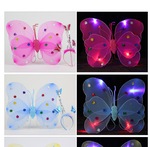 儿童演出表演道具 发光蝴蝶翅膀道具 双层加灯天使蝴蝶翅膀三件套