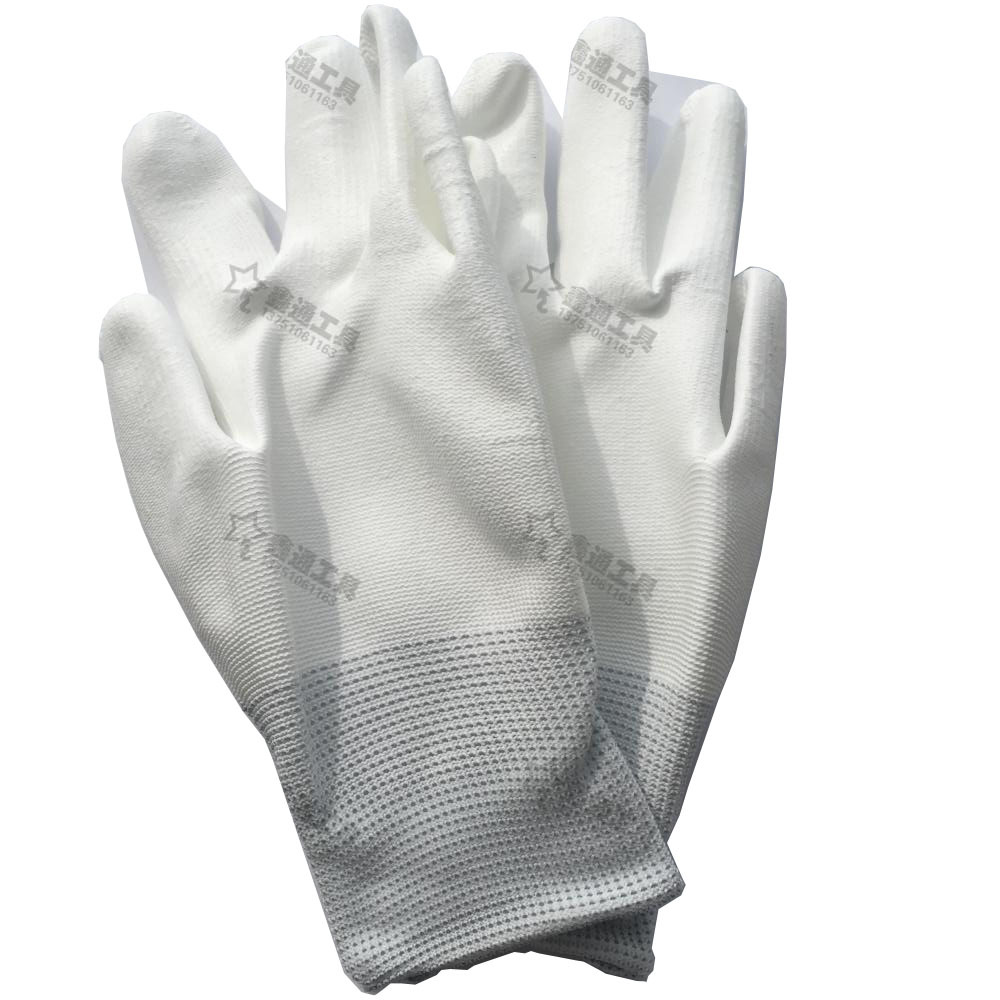 劳保涂层手套 尼龙PU涂指手套 涂胶浸胶涂层手套 PU防静电手套