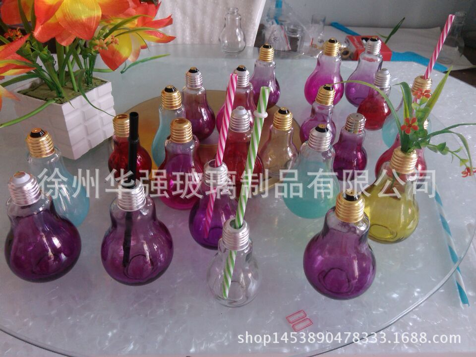 供应玻璃灯泡瓶 灯泡玻璃瓶 喷色灯泡瓶烤花灯泡瓶丝印灯泡瓶