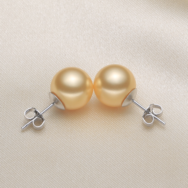 南洋珍珠母贝珠耳钉 S925纯银防过敏珍珠耳饰 欧美女款耳环正品