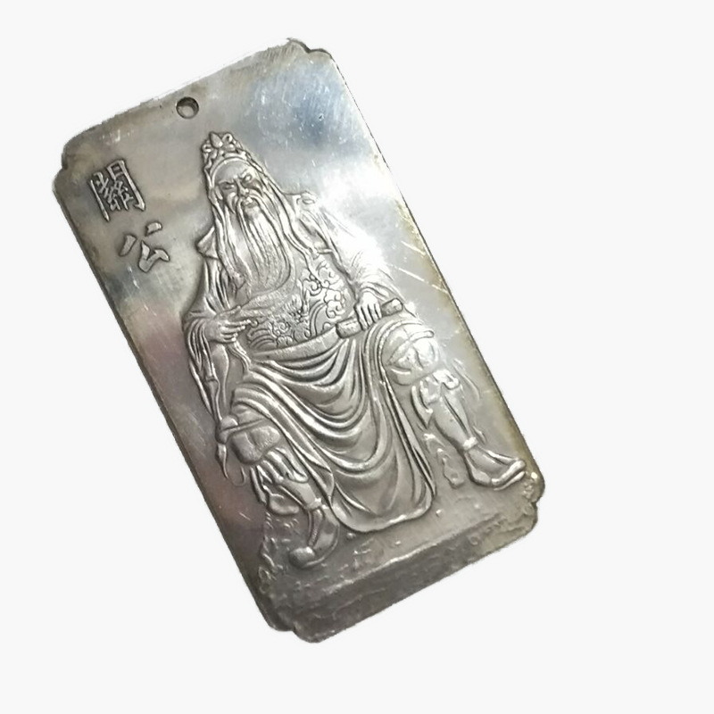 厂家批发古玩杂项DIY车挂仿古做旧工艺品礼品挂件 白铜关公腰牌
