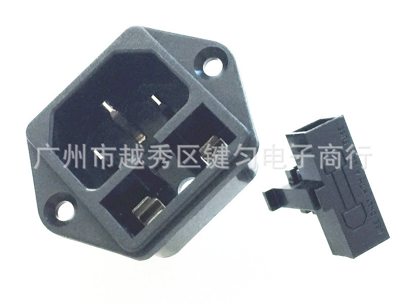 供应台湾AC电源插座 二合一带保险插座 品字插座带耳朵 UL VDE