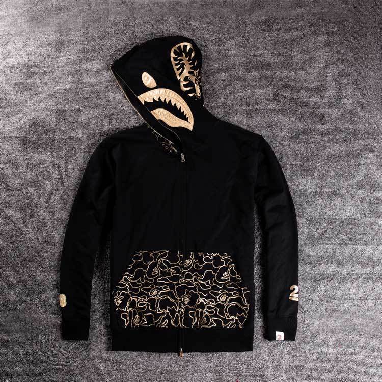 Bape* A Bathing ape Jacket SHARK Head Gold FULL ZIP HOODIE Long Sleeve Clothes Bape* A Bathing ape Jacket SHARK Head Gold FULL ZIP HOODIE Long Sleeve Clothes