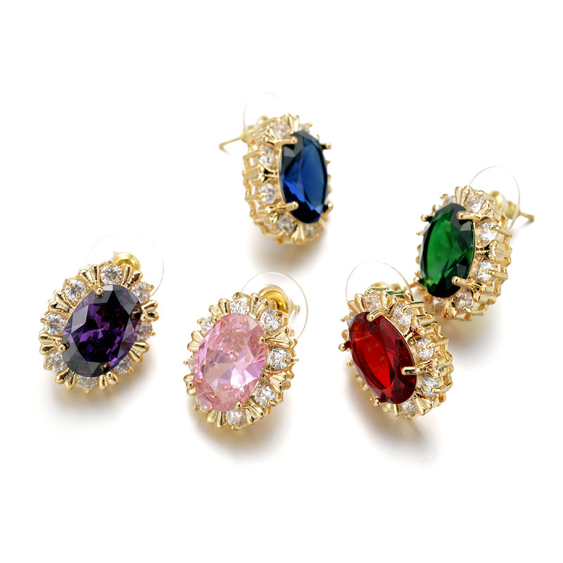 Fashion Personality Studs Temperament Zircon High-end Earrings Jewelry Wholesale display picture 1