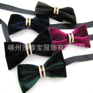 Men's Diamond Bow Tie Fashion British Korean Formal Casual Dress Velvet Bow Tie with Diamond Inlay Men Wholesale