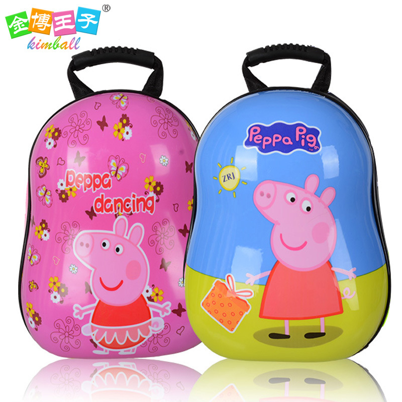 wholesale Piggy Cartoon Paige children Shell schoolbag Cartoon lovely Child Shoulders back 3D Stereoscopic eggshell bag