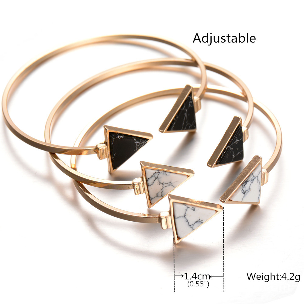 Hot Sale Marmor Triangle Open Türkis Armband 2017 Trend Personal Isierte Legierung Armband Großhandel display picture 17