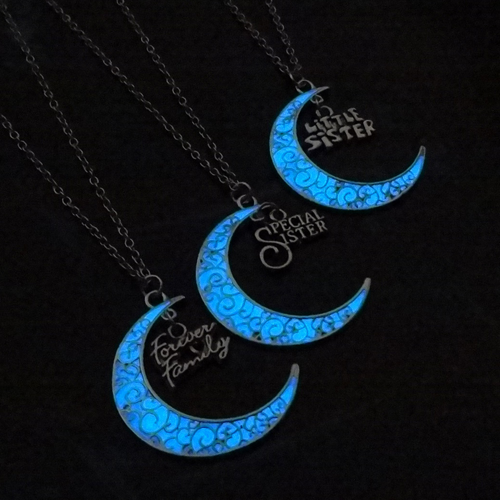 Best Seller In Europe And America Hollow Lucky Tree Moon Noctilucent Necklace Halloween Fluorescent Pendant Christmas Gift display picture 5