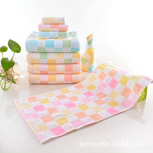 Double-layer fabric children's towel bath towel supermarket kindergarten baby saliva towel maternal and infant confinement gauze cotton towel