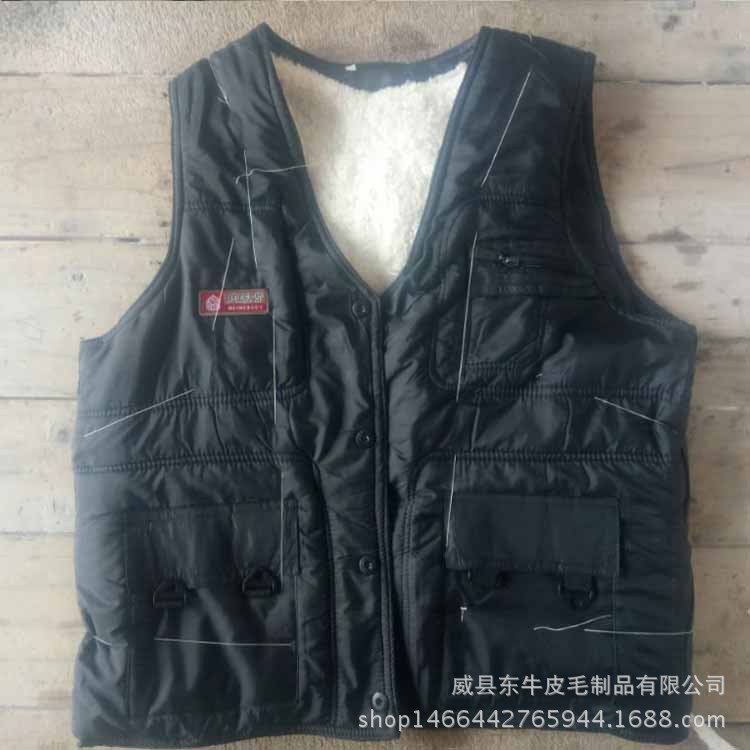 Middle and old age True sheepskin waistcoat Vest Men's wool Vest Fur integrated vest winter keep warm