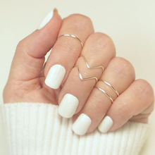 五件套關節戒指 歐美尾戒 V形戒指 簡約 女士細戒指ebay