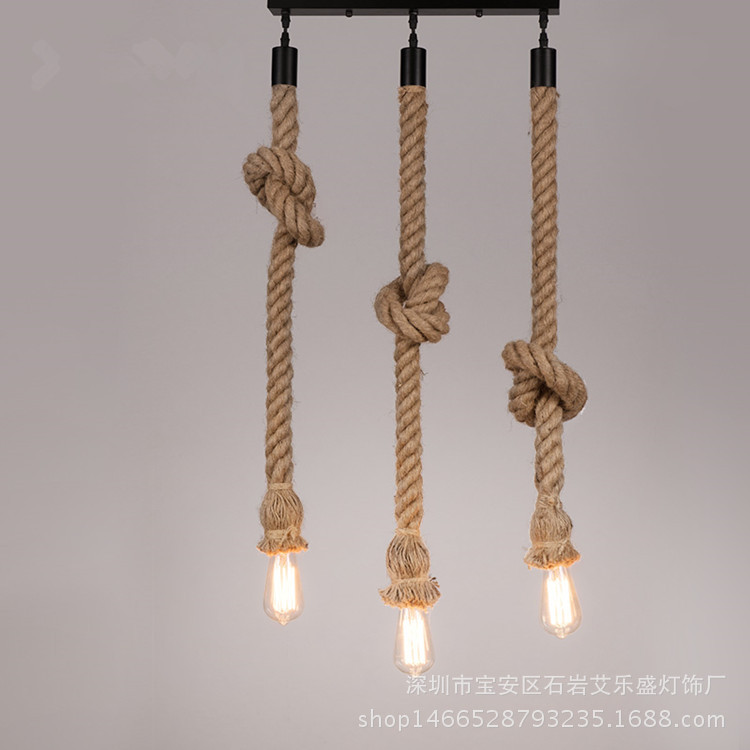 复古工业风单头麻绳吊灯 美式酒吧服装店个性装饰灯具 厂家供应