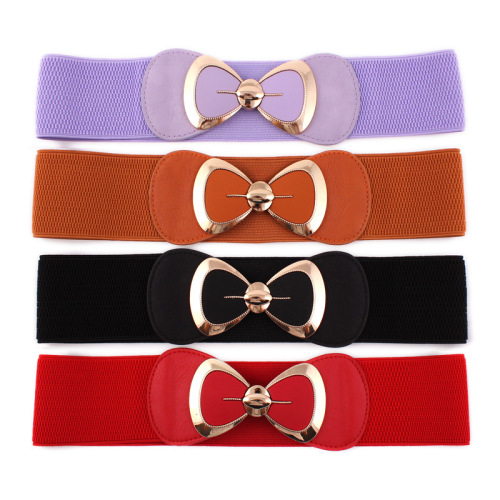 Yingfina Dress Big Butterfly End Belt European and American Versatile Elastic Wide Waistband for Women One Piece Dropshipping