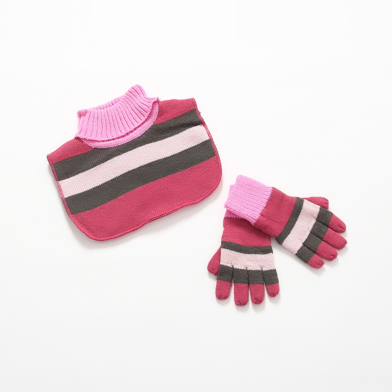 tm134-029  针织儿童1-5岁 加绒披肩手套二件套亚马逊wish速卖通|ru