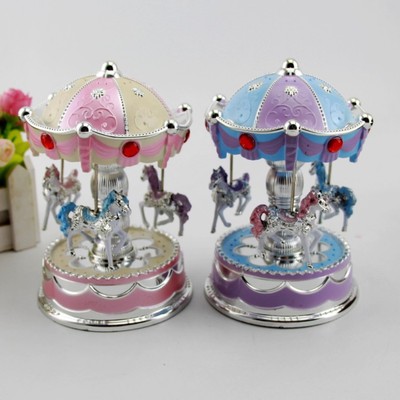 五彩闪光旋转木马音乐盒 时尚居家室内摆件精美八音盒厂家直销|ru