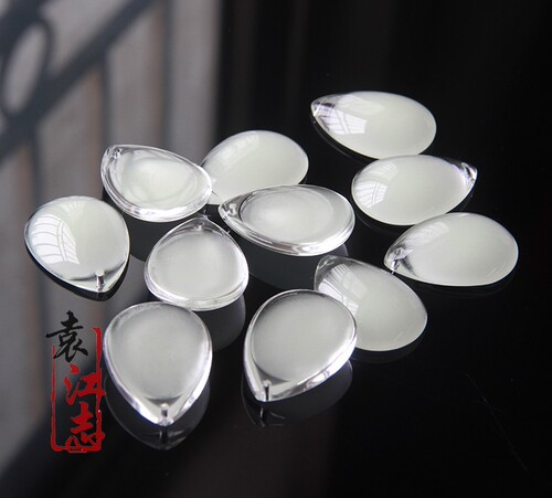 Luminous white empty ring surface water drop necklace crystal pendant that can glow and be engraved blank glass jewelry supply