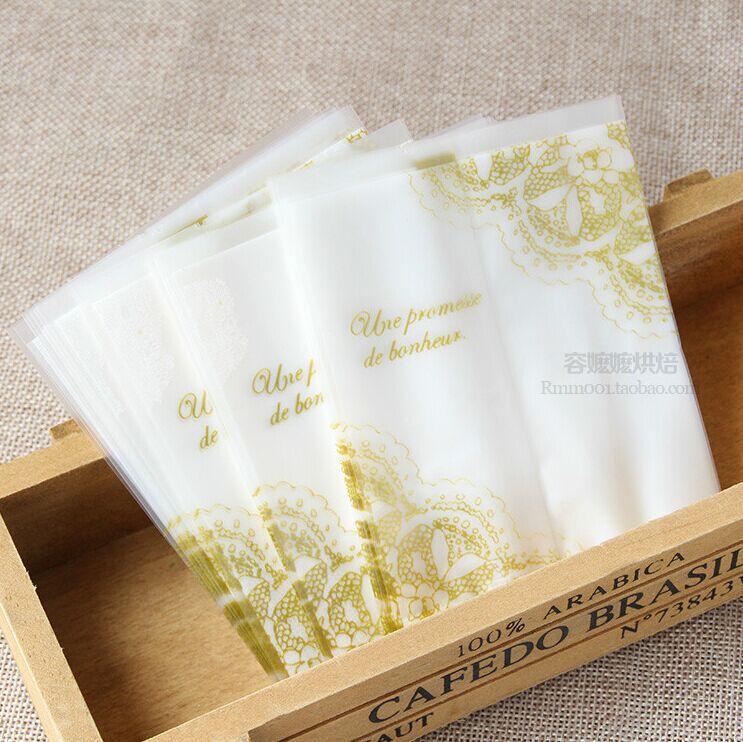 金色蕾丝磨砂饰品袋/西点/50g月饼包装袋9cm*11.5CM45-50个/件