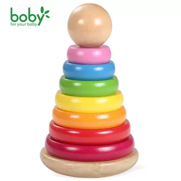 boby large rainbow set tower folding circle baby children's early education puzzle building blocks 1-2-3 years old baby toys - ShopShipShake