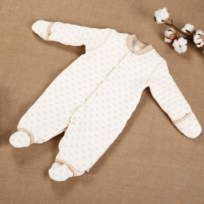 Children's clothing winter Infant clothes one-piece garment Romper Natural colored cotton keep warm thickening Hand and foot Baby jumpsuit