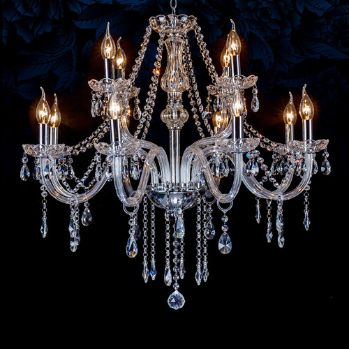 8 transparent candle chandeliers with shades, European style chandeliers for living room, bedroom, dining room, KTV, hotel guest room lighting