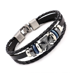 Europäische Und Amerikanische Perlen Schnalle Rindsleder Armband Neue Europäische Und Amerikanische Export Zubehör Adler Leder Armband Großhandel display picture 1