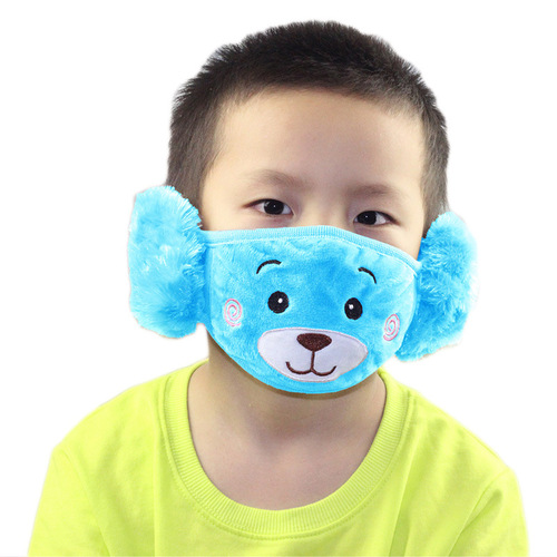 Autumn and winter new warm plush earmuffs ear protection two-in-one Korean version children's bear cartoon wholesale