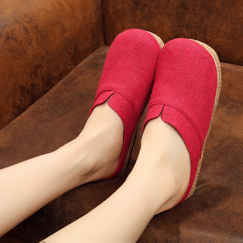 Tai chi kung fu shoes for women linen shoes women's breathable hemp slippers flats