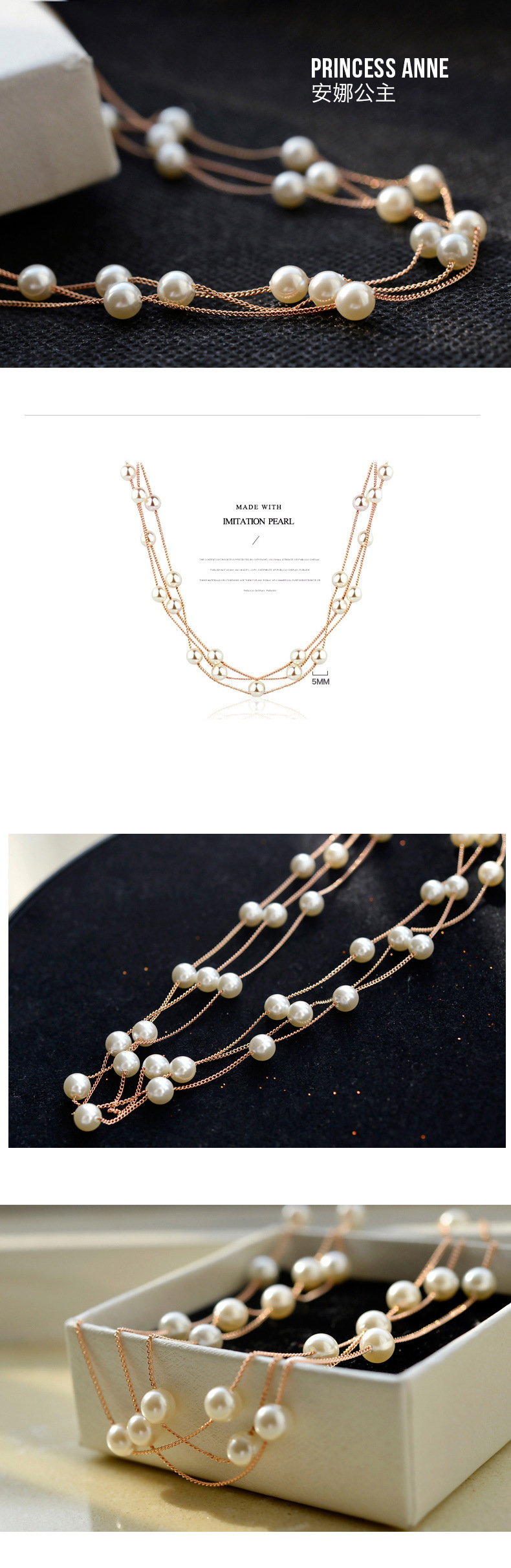 Alloy Korea Geometric necklace(Golden white beads) NHLJ3765-Golden white beads