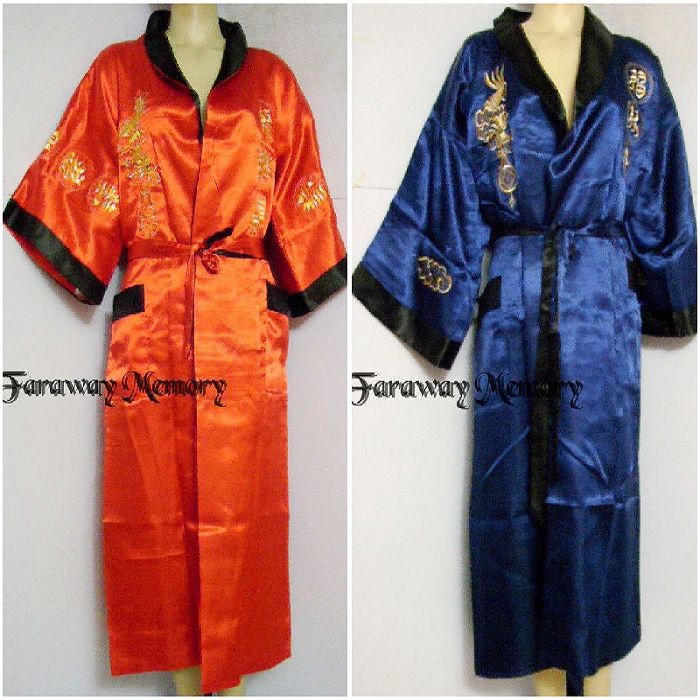 批发男士双面穿着中国绣大龙开衫中式舒适四季家居服睡衣浴袍睡袍
